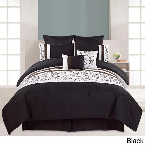 Full - size comforters suitable for full - sized beds in guest rooms or small bedroomsEmbroidered 8-piece Melbourne Cotton Comforter Set