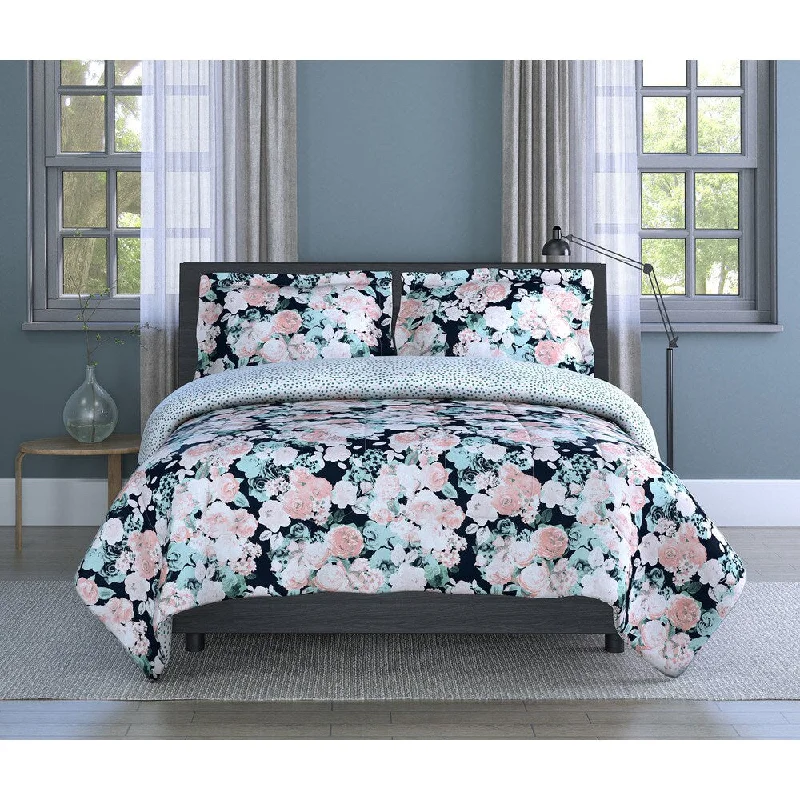 Duck down comforters with a softer feel and good warmth retentionEnglish Garden Floral, Soft Microfiber, Pink/ White Multi, 3-piece Comforter Set Inspired Surroundings by 18888 Mills