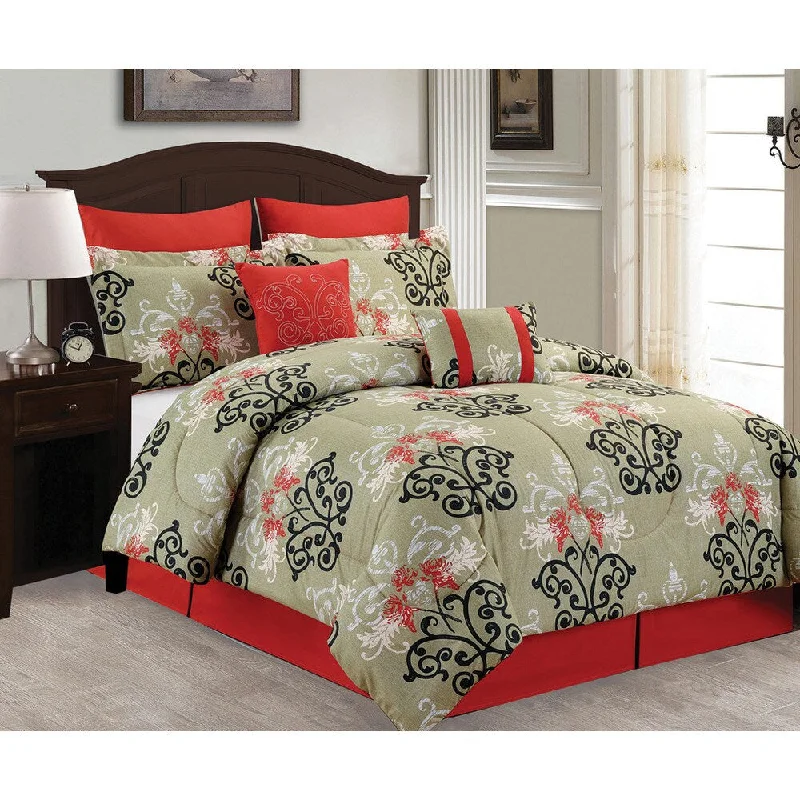 Wool - filled comforters with natural moisture - wicking and temperature - regulating featuresFloral Damask 8-piece Comforter Set