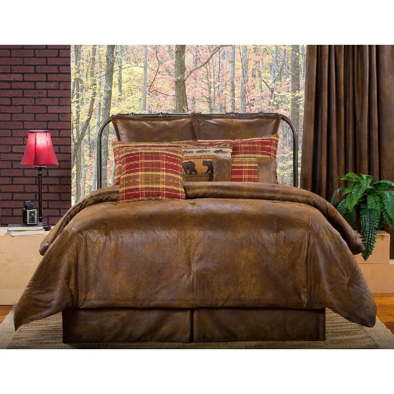 Bamboo - fiber - filled comforters with antibacterial and breathable qualitiesGatlinburg faux leather comforter mini set