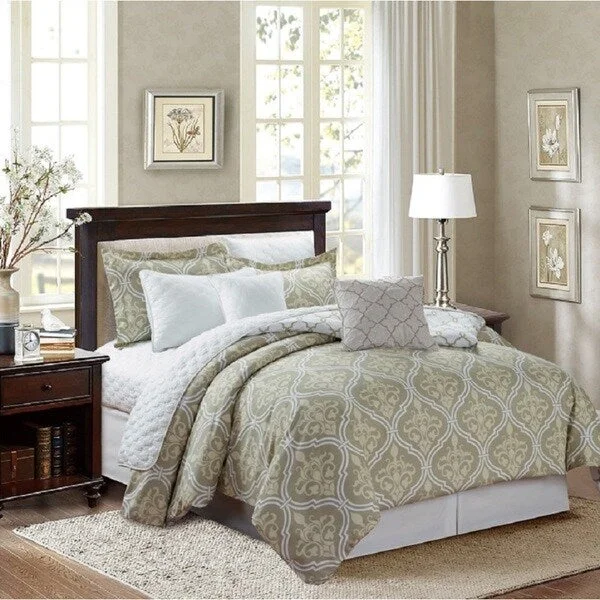 Microfiber - filled comforters that are lightweight and easy to care forGlen Taupe 8-piece Comforter Set