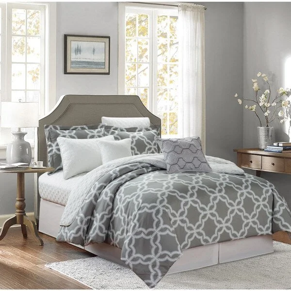 Queen - size comforters for standard queen - sized mattressesGlove Grey 8-piece Comforter Set