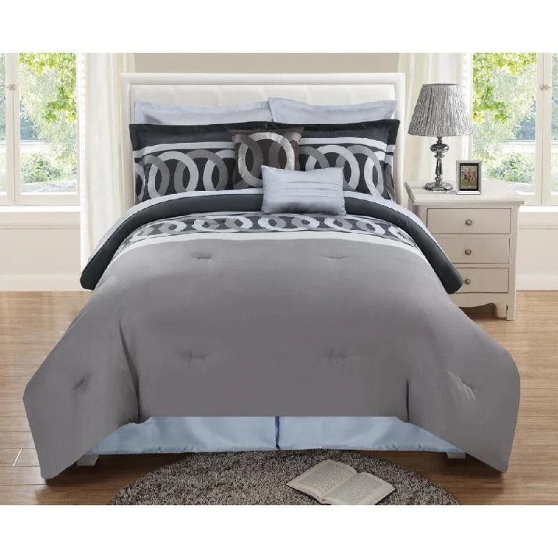 Synthetic - filled comforters like polyester for affordability and hypoallergenic propertiesGrey Link Chain 8-piece Comforter Set