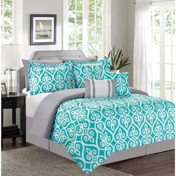 Synthetic - filled comforters like polyester for affordability and hypoallergenic propertiesHamilton Teal 7-piece Comforter Set