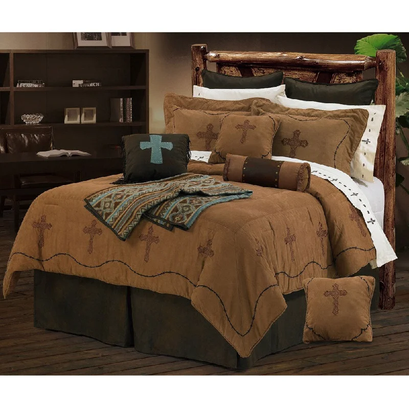 Full - size comforters suitable for full - sized beds in guest rooms or small bedroomsHiEnd Accents Barbwire Crosses 7-Piece Comforter Set