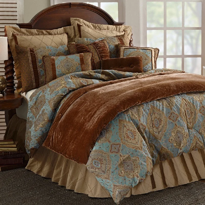 Silk - filled comforters for a luxurious and smooth touchHiEnd Accents Luxury Bianca Multicolored Bedding Set