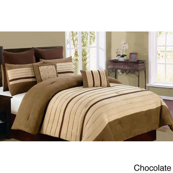 Goose down comforters known for their superior quality and insulationJackson 8-Piece Chocolate/ Burgundy Comforter Set