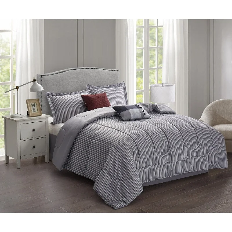 King - size comforters to fit large king - sized beds perfectlyKincaid Grey 6-Piece Comforter Set