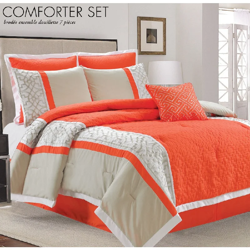 Goose down comforters known for their superior quality and insulationLazio Coral 7-piece Comforter Set