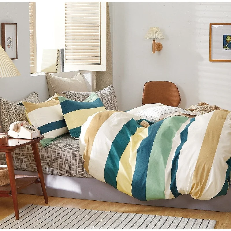 Duck down comforters with a softer feel and good warmth retentionLehmann Striped 100% Cotton Comforter Set