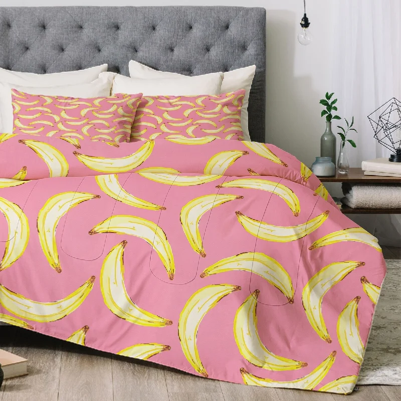 Latex - filled comforters with a bouncy texture and good supportLisa Argyropoulos Gone Bananas In Pink Made to Order Comforter Set