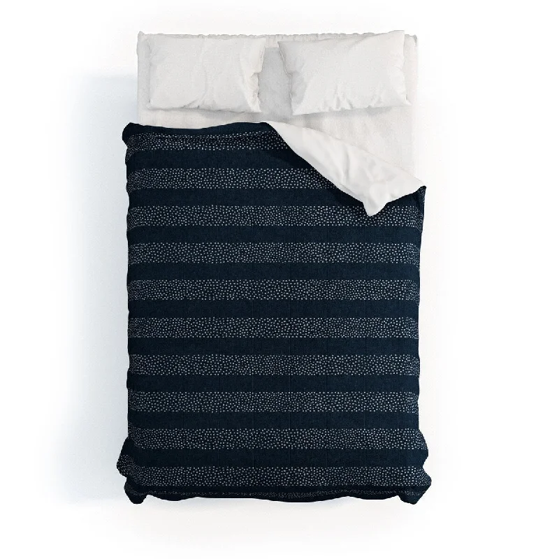 Full - size comforters suitable for full - sized beds in guest rooms or small bedroomsLittle Arrow Design Co Stippled Stripes Navy Blue Made To Order Full Comforter Set