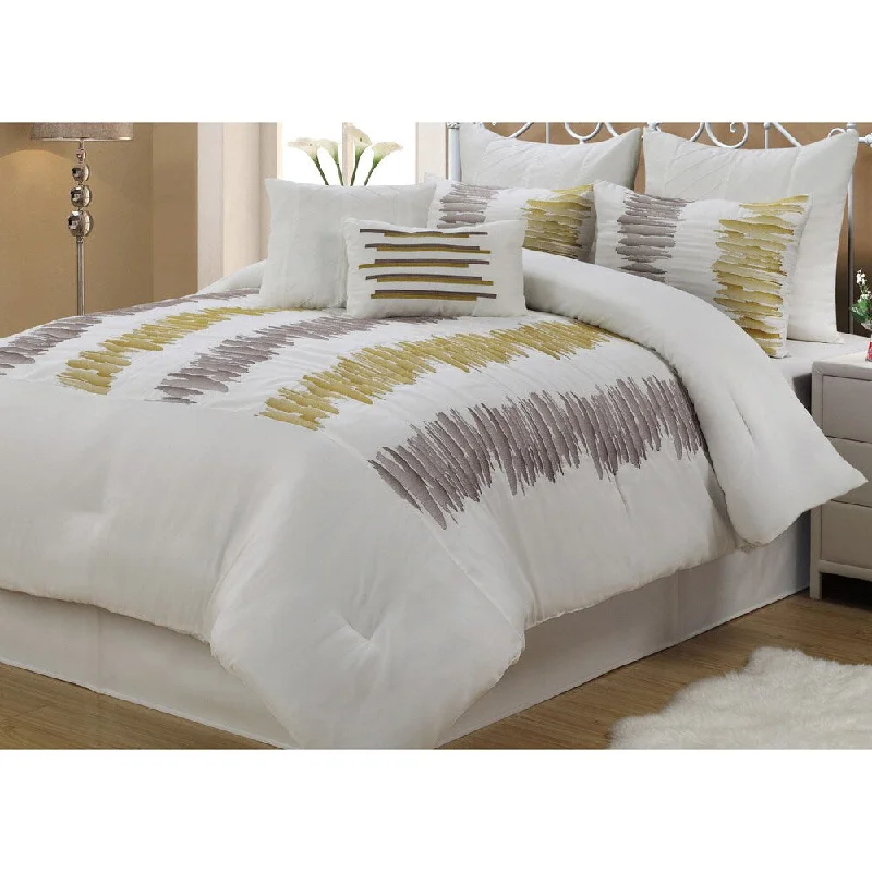 Down - filled comforters for supreme warmth and lightnessMeridia Abstract White 8-piece Comforter Set