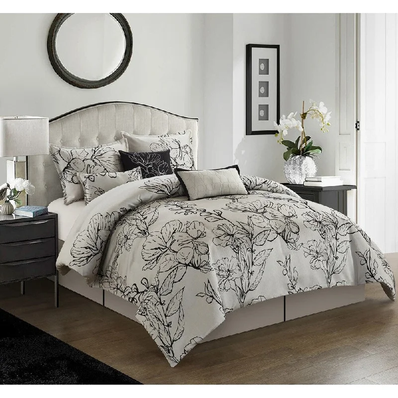 Full - size comforters suitable for full - sized beds in guest rooms or small bedroomsNanshing Acacia 7 Piece Floral Comforter Set