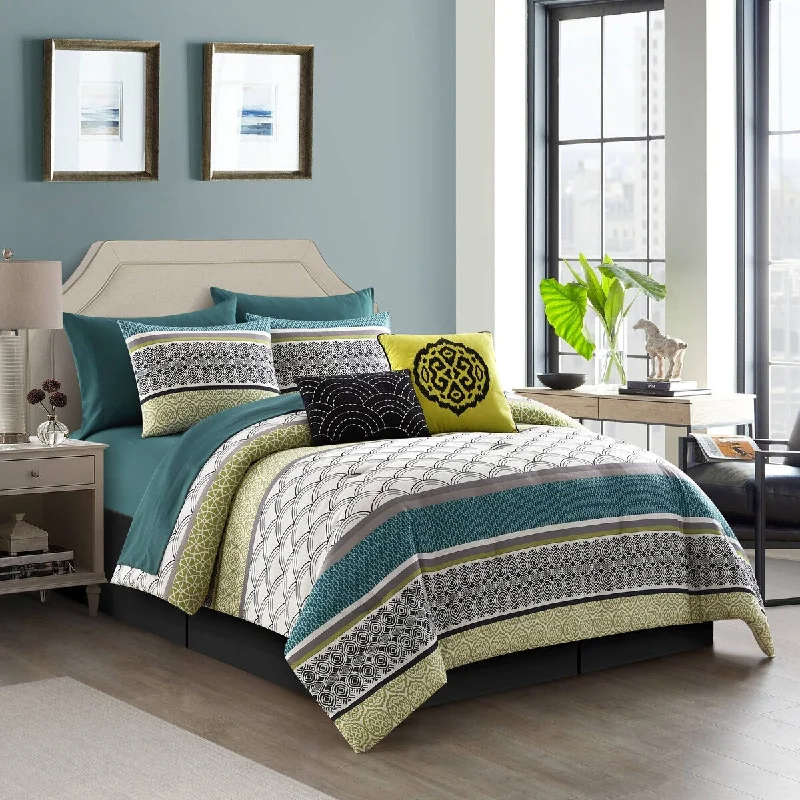 King - size comforters to fit large king - sized beds perfectlyNanshing Della 10 Piece Geometric Comforter Set