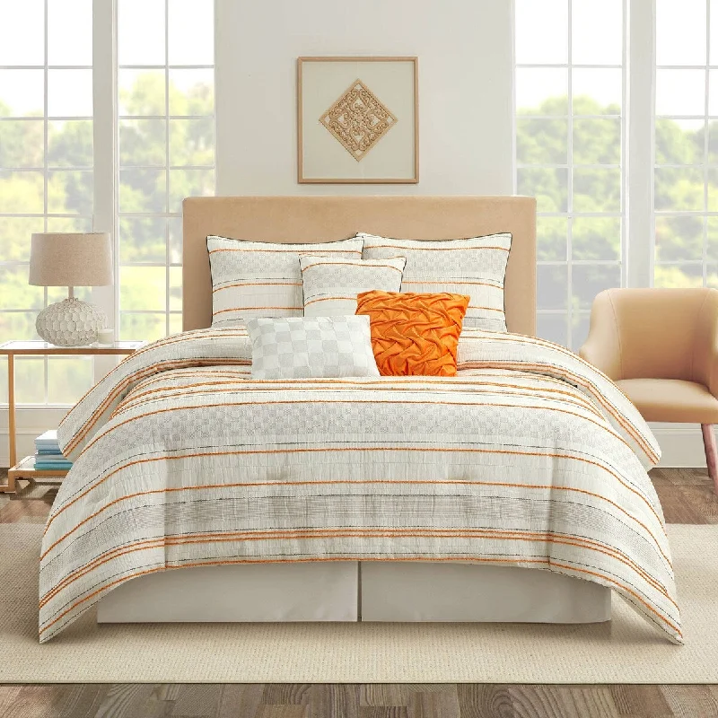 King - size comforters to fit large king - sized beds perfectlyNanshing Greta 7 Piece Boho Striped Checkered Comforter Set