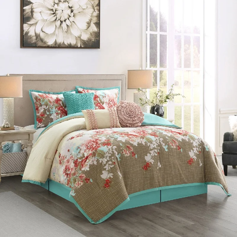 Cotton - filled comforters for a breathable and natural sleep experienceNanshing Hearth 7 Piece Shabby Chic Floral Comforter Set