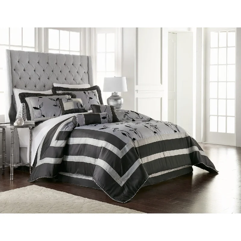 Down - filled comforters for supreme warmth and lightnessNanshing Pandora Silver Leaf Pattern 7-Piece Comforter Set