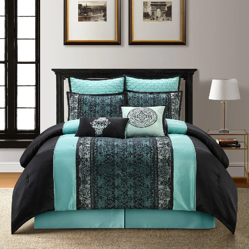 Synthetic - filled comforters like polyester for affordability and hypoallergenic propertiesNanshing Sierra Faux Silk Damask 8-Piece Comforter Set