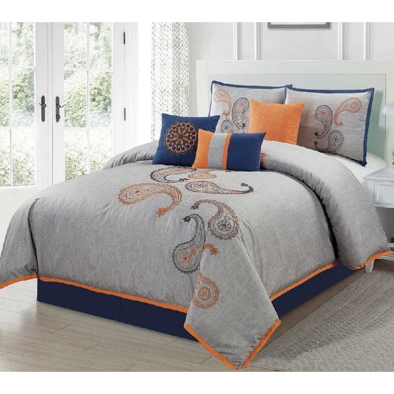 Cotton - filled comforters for a breathable and natural sleep experienceNaomi Paisley 7 Piece Comforter Set