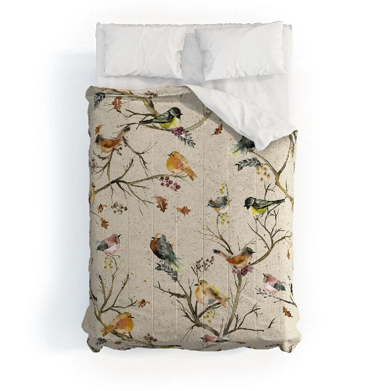 Wool - filled comforters with natural moisture - wicking and temperature - regulating featuresNinola Design Birds Tree Classic Cottage Made To Order Full Comforter Set