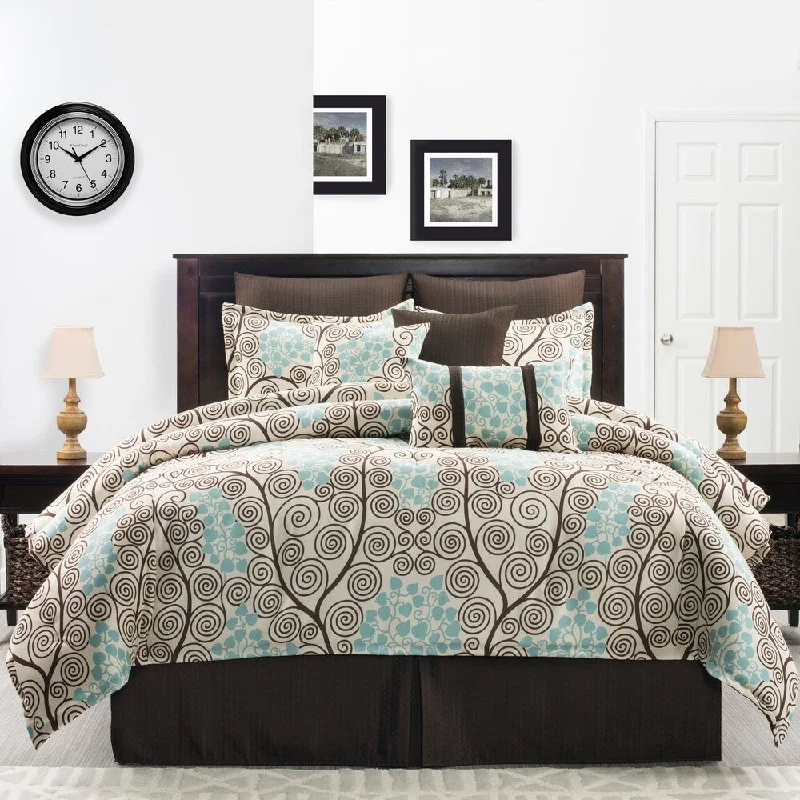 Silk - filled comforters for a luxurious and smooth touchPippa vine motif comforter set