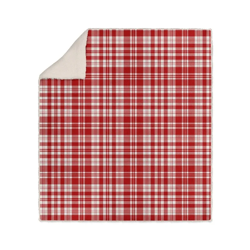 Duck down comforters with a softer feel and good warmth retentionPLAYFUL PLAID RED Sherpa Comforter