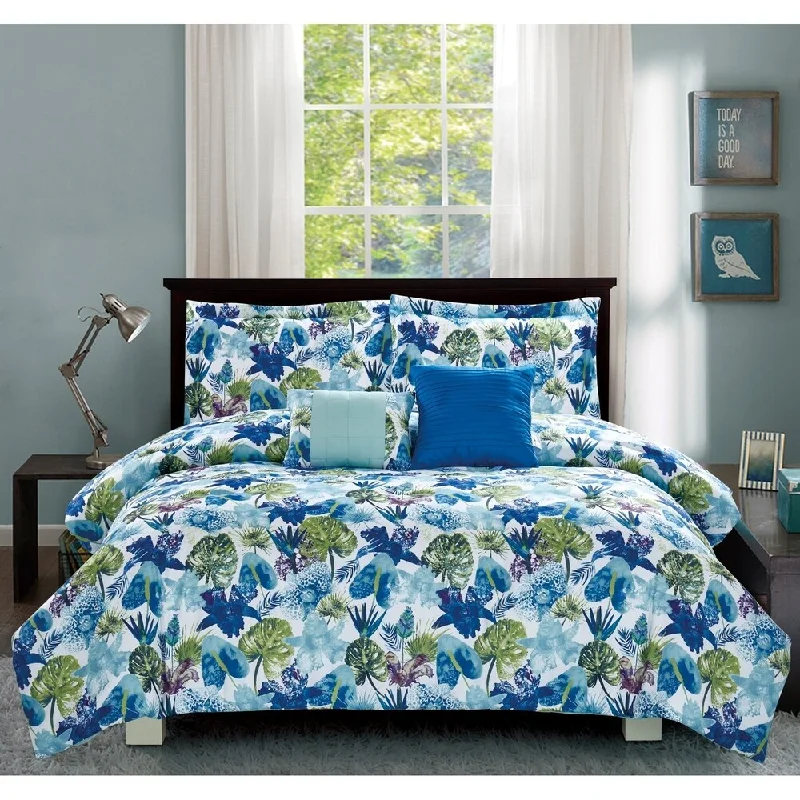 Bamboo - fiber - filled comforters with antibacterial and breathable qualitiesPorch & Den Shriver Blue 5-piece Comforter Set