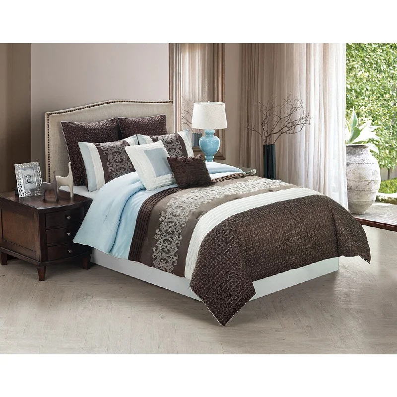 Duck down comforters with a softer feel and good warmth retentionRivoli 8-piece Queen Sized Comforter Set