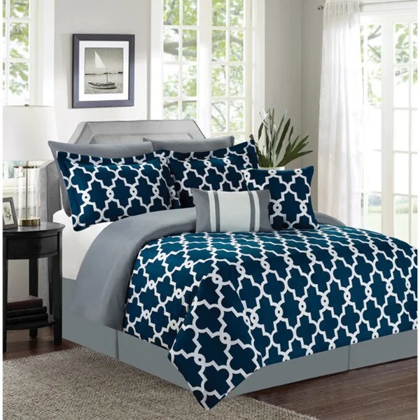 Full - size comforters suitable for full - sized beds in guest rooms or small bedroomsRyder Navy 7-piece Comforter Set