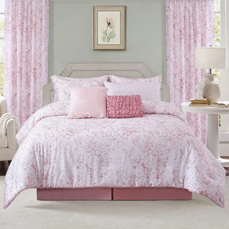 Bamboo - fiber - filled comforters with antibacterial and breathable qualitiesSara B. Blushing Rose Comforter Set