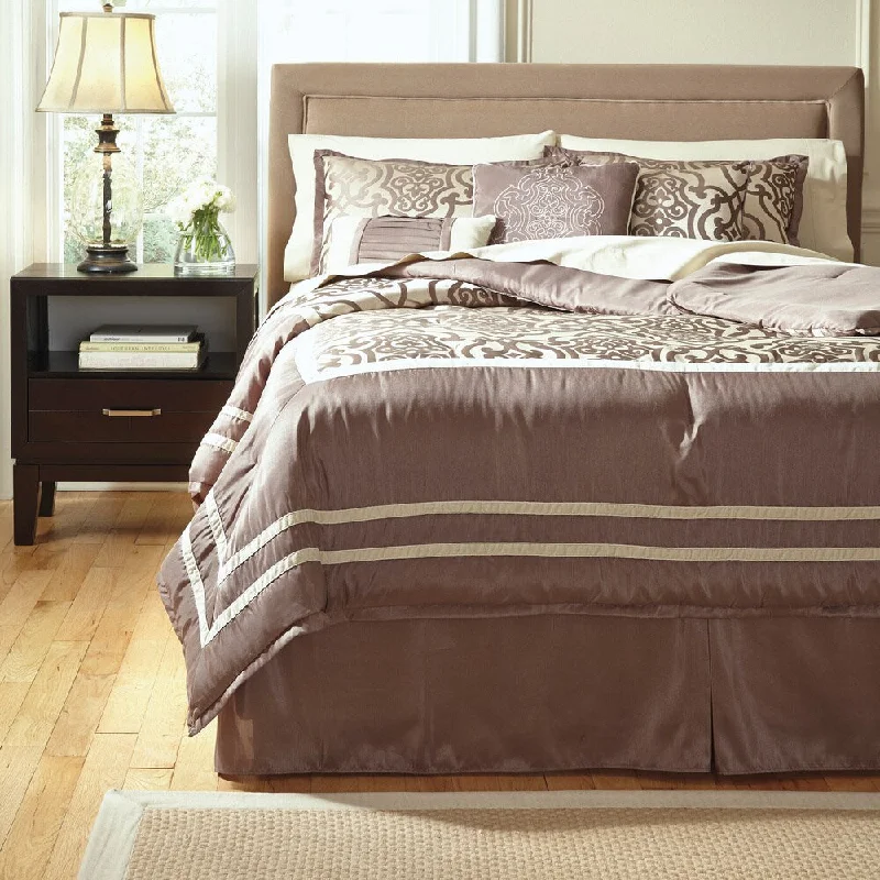 Wool - filled comforters with natural moisture - wicking and temperature - regulating featuresSignature Design by Ashley Baroque Fantastic Taupe Comforter Set