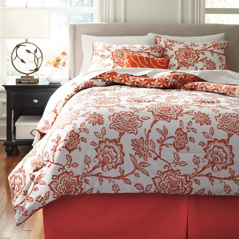 Wool - filled comforters with natural moisture - wicking and temperature - regulating featuresSignature Designs by Ashley Ochreske Tangerine 4-piece Comforter Set