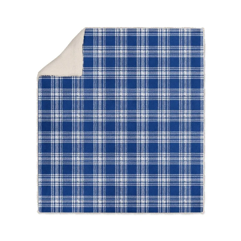 Duck down comforters with a softer feel and good warmth retentionSOHO PLAID COBALT BLUE Sherpa Comforter