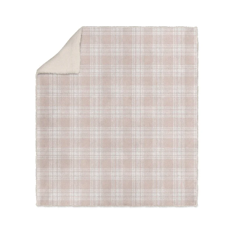 Duck down comforters with a softer feel and good warmth retentionSOHO PLAID LIGHT BLUSH Sherpa Comforter