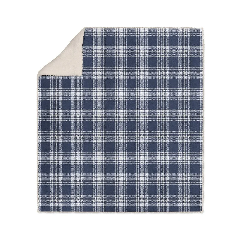 Microfiber - filled comforters that are lightweight and easy to care forSOHO PLAID NAVY Sherpa Comforter