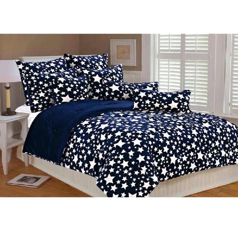 Queen - size comforters for standard queen - sized mattressesStars Microplush Printed Comforter Set