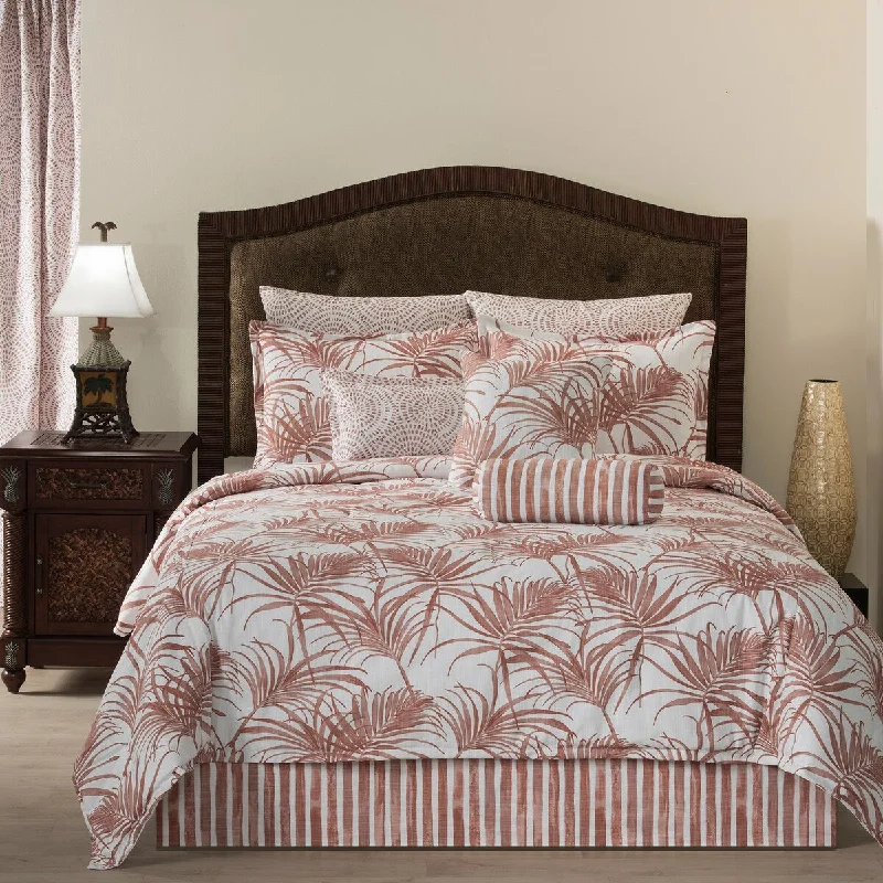 Cotton - filled comforters for a breathable and natural sleep experienceTobago clay color tropical leaves comforter mini set