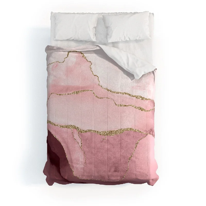 Full - size comforters suitable for full - sized beds in guest rooms or small bedroomsUtart Blush Marble Art Landscape Made To Order Full Comforter