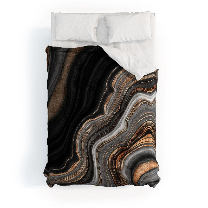 Wool - filled comforters with natural moisture - wicking and temperature - regulating featuresUtart Elegant Black Marble With Gold Made To Order Full Comforter