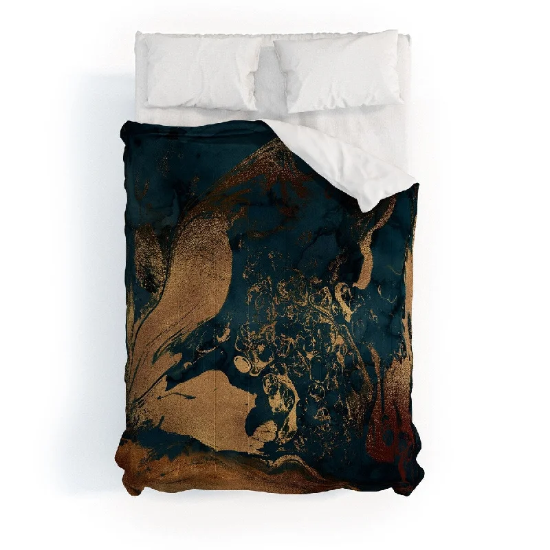 Full - size comforters suitable for full - sized beds in guest rooms or small bedroomsUtart Emerald Indigo And Copper Glam Made To Order Full Comforter Set