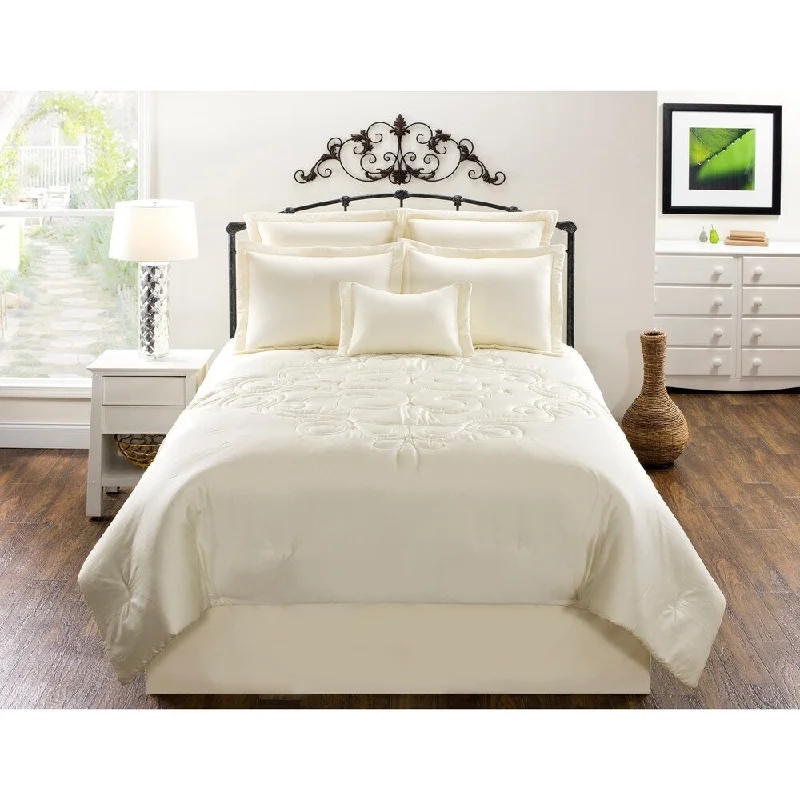 Silk - filled comforters for a luxurious and smooth touchWaldorf Solid Cream Cotton comforter set