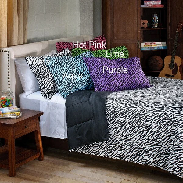 Goose down comforters known for their superior quality and insulationZebra 3-piece Full/ Queen-size Mini Comforter Set